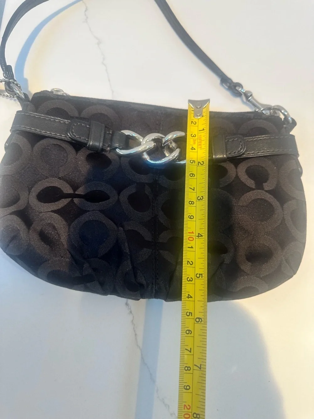 Coach Op Art Black Signature Jacquard wristlet or mini bag with hang tag - Picture 7 of 10